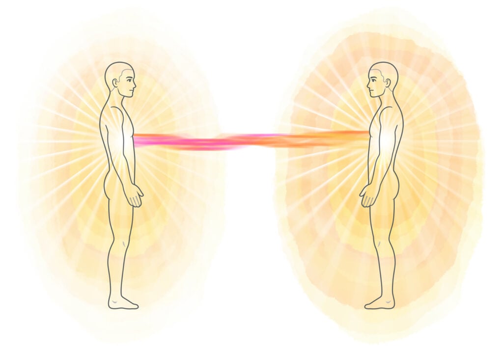 Energy cords illustration: "Illustration of spiritual energy cords in relationships"