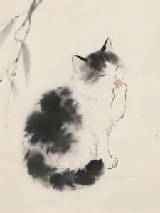 White cat in Feng Shui symbolizing purity and helpful energy